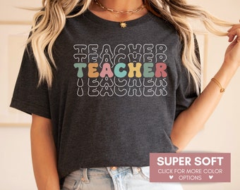 Retro Teacher Shirt For Teacher Appreciation, Cute Teacher Tee, Kindergarten Teacher TShirt, Back to School Teacher Tee, First Day of School