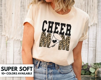 Cheer Mom Shirt GIft for Mother's Day - Cheer Mama Tshirt for Sports Mom - Cheer Mom Life T-Shirt Gift for Birthday - Cheer Mom Leopard Tee