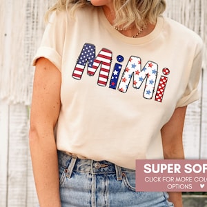 Mimi 4th Of July Shirt, American Grandma Pride Shirt, Retro Grandma USA Flag Tee, USA Shirt, Gift For Grandma, Mimi Shirt For 4th Of July