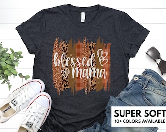 Blessed Mama Shirt for Thanksgiving - Mama T Shirt For Family Thanksgiving - Mama Leopard Print Fall T-Shirt - Cute Blessed Mama Gift Autumn
