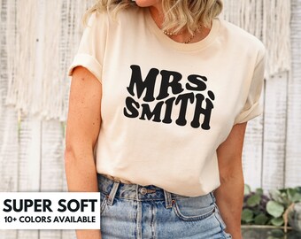 Custom Mrs. Bride Shirt for Women - Bridal Tshirt Gift For Bridal Party - Bride Mrs. T Shirt Wedding Announcement - Bride Engagement T-Shirt