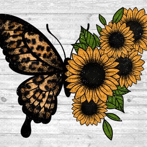 Sunflower Butterfly PNG files for sublimation downloads | Leopard Sunflower PNG sublimation designs downloads | Western PNG | Country png