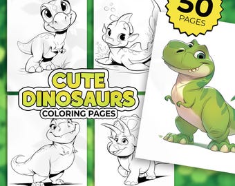 50 Dinosaurs coloring pages PDF | Cartoon dino coloring pages for boys | Dinosaurs coloring pictures for kids | Dinosaurs coloring book PDF