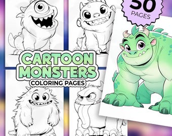 50 Cartoon monsters coloring pages PDF | Monster coloring pages | Cartoon coloring pictures for kids | Monsters coloring book PDF