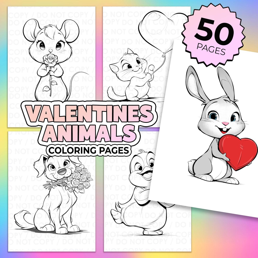 50 Valentines Animals Coloring Pages PDF | Valentines Coloring Pages ...