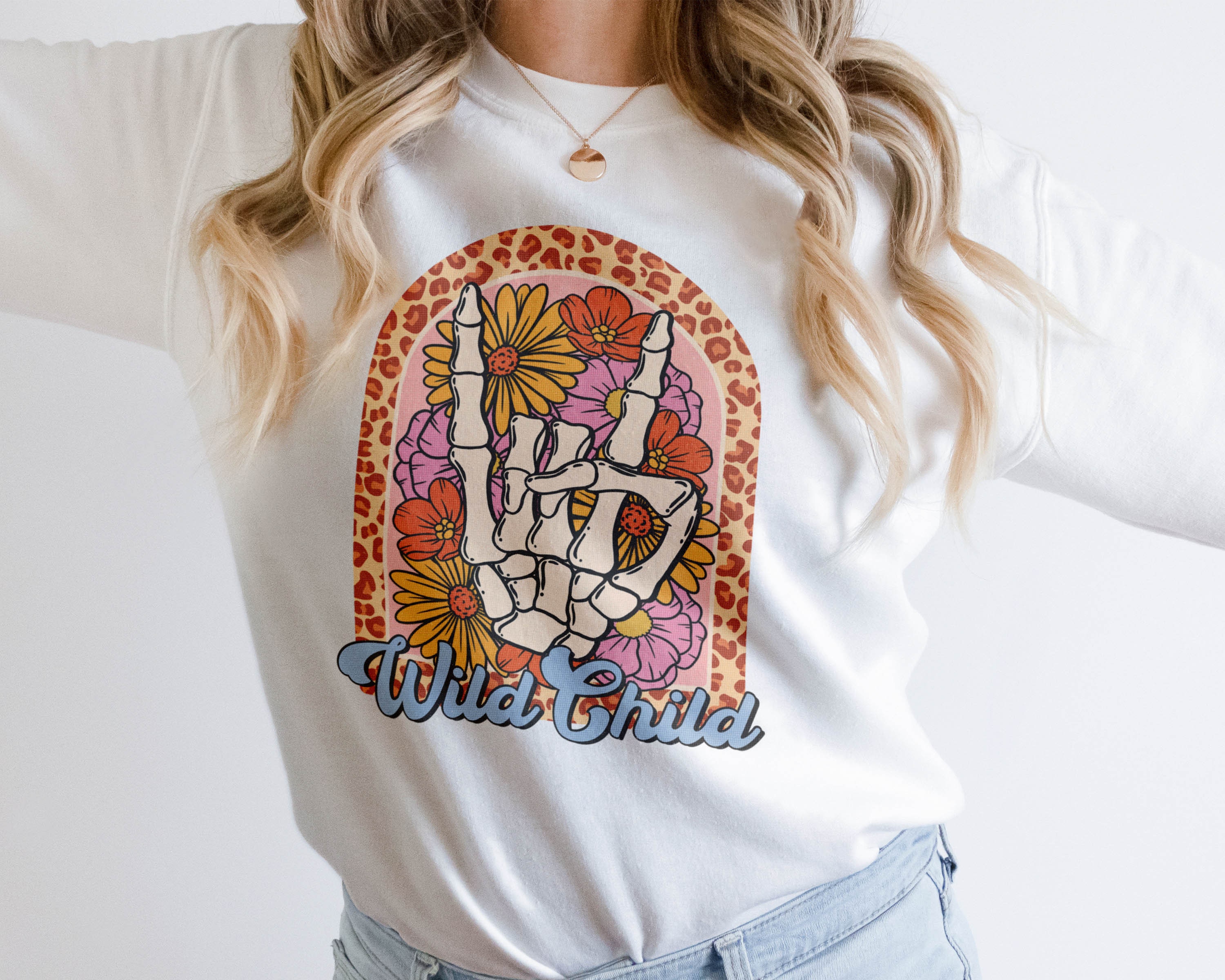 Groovy skeleton PNG | Skeleton hand PNG | Wild child PNG file for sublimation | Retro png sublimation design | Kids sublimation png