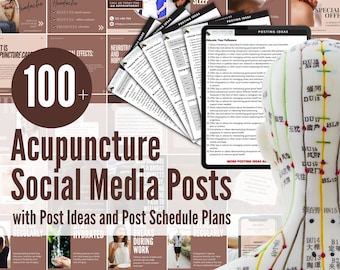 Acupuncture Social Media Templates with Content Ideas & Content Calendar  | Instagram Carousel Post Templates for Acupuncturists