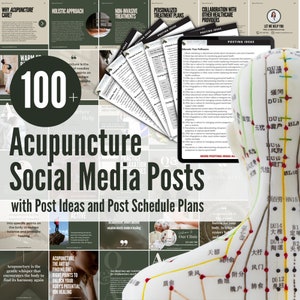 Acupuncture Social Media Templates with Content Ideas & Content Calendar  | Instagram Carousel Post Templates for Acupuncturists