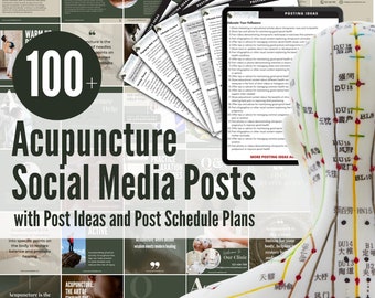 Acupuncture Social Media Templates with Content Ideas & Content Calendar  | Instagram Carousel Post Templates for Acupuncturists