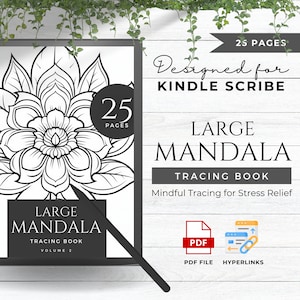 Modelli di libro di Mindfulness Tracing realizzato per Kindle Scribe Pianificatore Kindle Scribe Modello Kindle Kindle Scribe PDF / Mandala grande 2