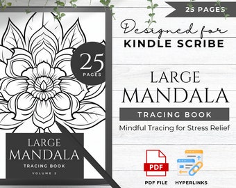 Mindfulness Tracing Book Made For Kindle Scribe Templates Kindle Scribe Planner Kindle Template Kindle Scribe PDF | Large Mandala 2