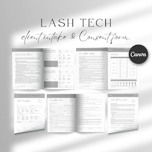 Formulario de consentimiento de Lash Tech Formulario de admisión del cliente Formularios de extensión de pestañas Formulario de admisión del paquete Lash Business Formulario de perfil del cliente de Lash