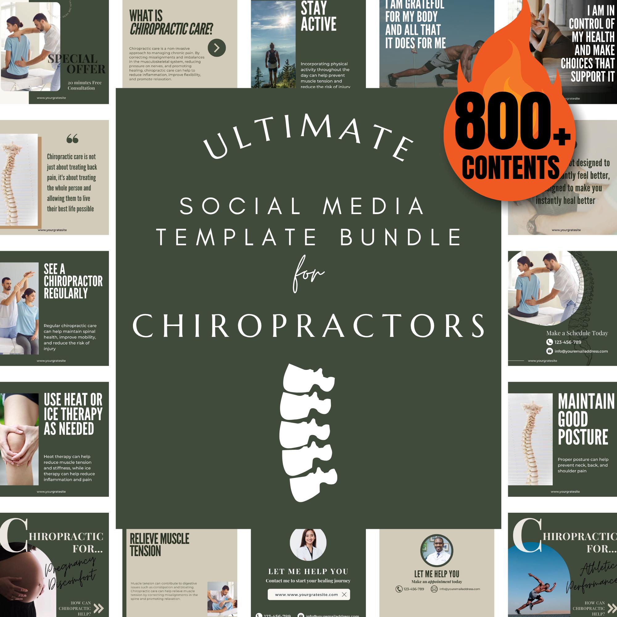 Ultimate Chiropractic Instagram Templates Bundle is Ultimate Social Media Solution for Chiropractors | Social Media Templates