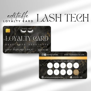 Lash Tech-Treuekartenvorlage – Kreditkarten-Visitenkartenvorlage Lash-Visitenkarten Luxus-Lash-Vorlagen Wimpernverlängerung