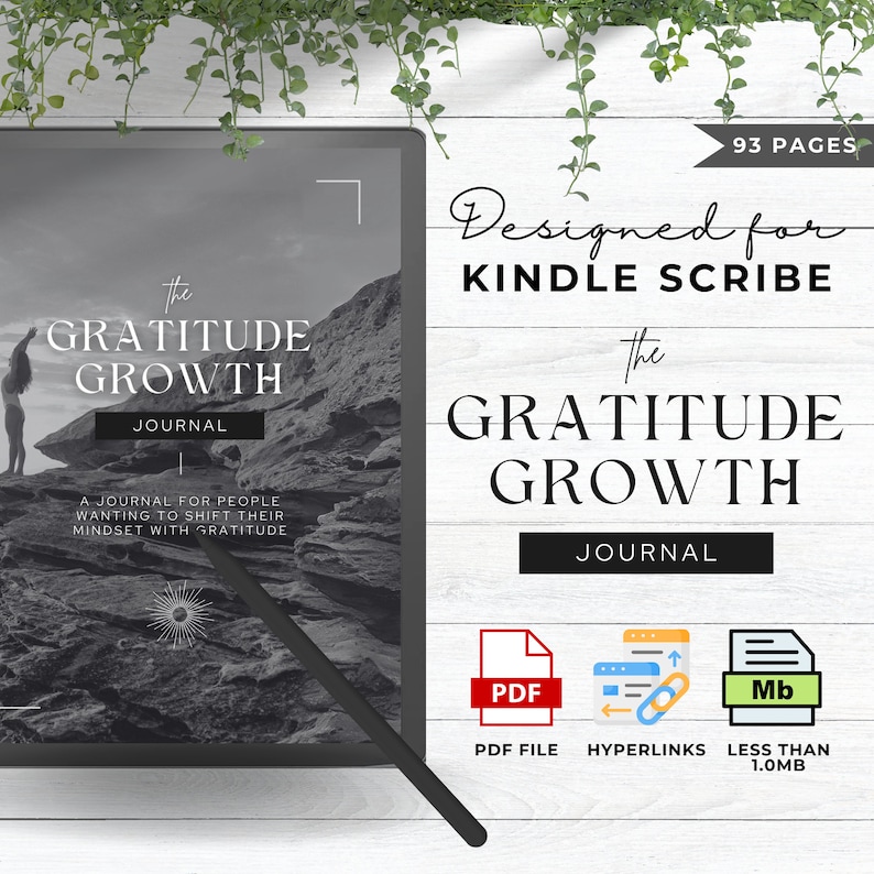 Kindle Scribe Gratitude Journal Kindle Scribe Templates Kindle Scribe Planner Kindle Template | The Gratitude Growth Journal