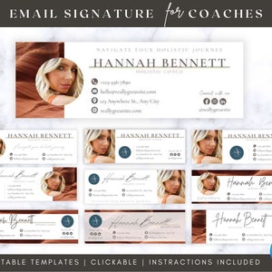 Email Signature Template Bundle for Coaches | Earthy Boho | Coaching Templates, Email Marketing, Canva Templates