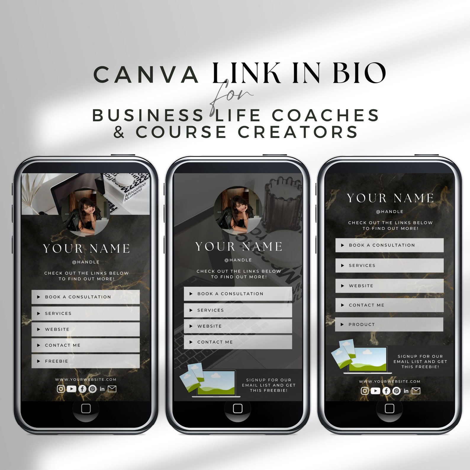 Canva Link in Bio Template Landing Page Website for Course Creator ...