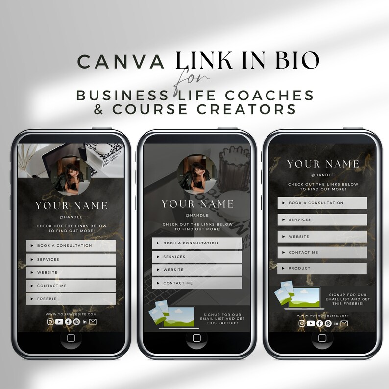 Canva Link in Bio Template Landing Page Website for Course Creator ...