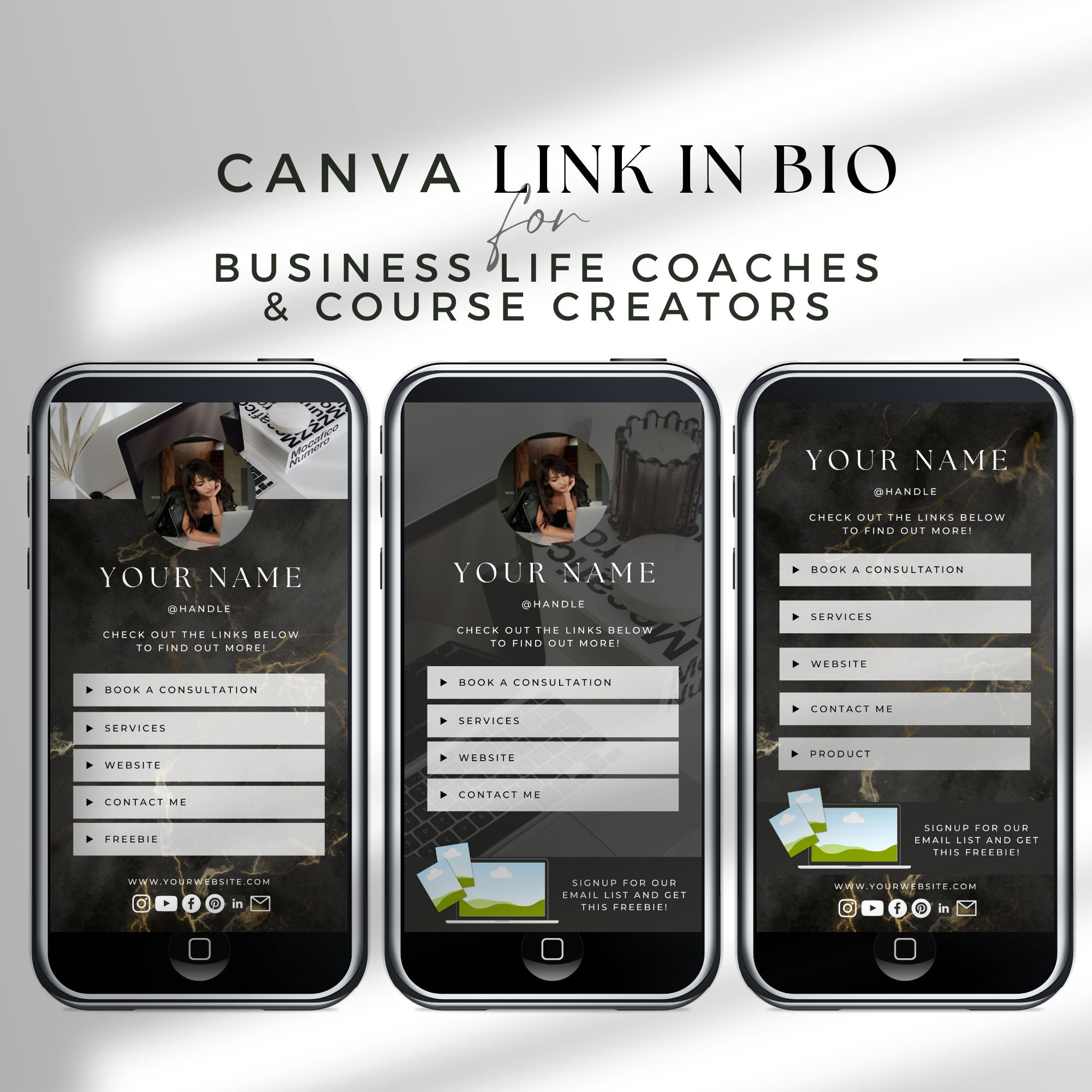 Canva Link in Bio Template Landing Page Website for Course Creator ...