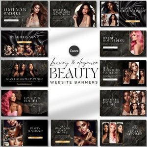 Plantillas de banner para sitios web de belleza de lujo Sitio web de cabello Sitio web de pestañas Sitio web de boutique Banner para sitios web de cuidado de la piel