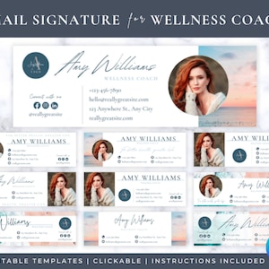 Email Signature Template Bundle for Wellness Business | Ocean Breeze | Email Marketing, Canva Signature Templates