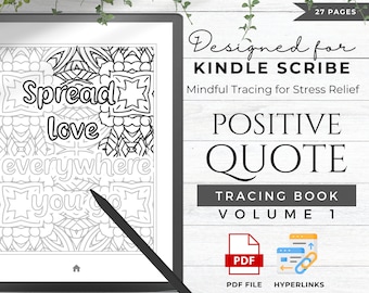 Mindfulness Tracing Book Made For Kindle Scribe Templates Kindle Scribe Planner Kindle Template Kindle Scribe PDF | Positive Quote 1