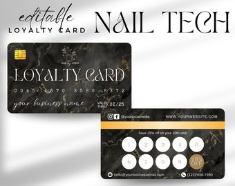 Nagel Tech Klantenkaart Sjabloon Nagelkunstenaar - Creditcard Visitekaartje Sjabloon Nagelkunst Visitekaartjes Nagelsalon Nagelstudio