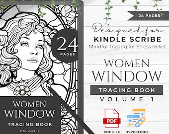 Mindfulness Tracing Book Made For Kindle Scribe Templates Kindle Scribe Planner Kindle Template Kindle Scribe PDF | Stained Glass Women