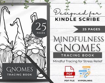 Mindfulness Tracing Book Made For Kindle Scribe Templates Kindle Scribe Planner Kindle Template Kindle Scribe PDF Gnomes Coloring Book