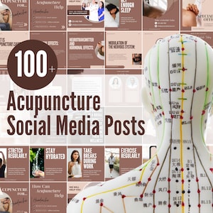 100+ Acupuncture Social Media Templates | Canva Instagram Templates for Acupuncturists | Acupuncture Instagram Carousel Posts
