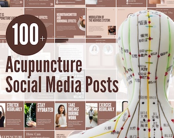 100+ Acupuncture Social Media Templates | Canva Instagram Templates for Acupuncturists | Acupuncture Instagram Carousel Posts