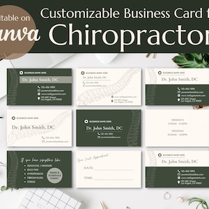 Visitenkarte Vorlage für Chiropraktor, bedruckbar, Canva, Chiropraktik Marketing, Sofort Download, bearbeitbar