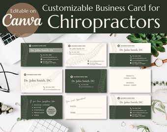 Business Card Template, Business Card for Chiropractor, Printable, Canva, Chiropractic Marketing, Chiropractor, Instant Download, Editable