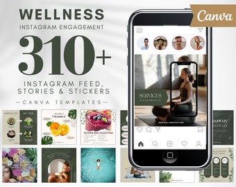 Meer dan 310 gezondheids- en welzijnsberichten op Instagram Canva-sjablonen en verhaalstickers voor levenscoaches | Sjabloon Instagram-gezondheidscarrousel