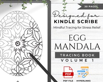 Mindfulness Tracing Book Made For Kindle Scribe Templates Kindle Scribe Planner Kindle Template Kindle Scribe PDF | Egg Mandala 1