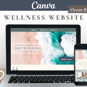 Canva Website Templates for Wellness Coach, Coaching Business | Ocean Breeze | Canva Websites, Wellness Websites, Coaching Websites