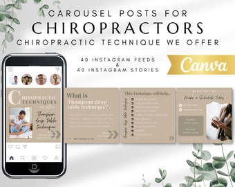 80 Chiropractic Technique Instagram Carousel Posts Templates | Social Media posts for Chiropractors | Chiropractic Technique We Offer Beige
