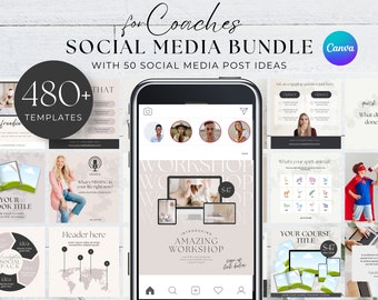 Socialmedia-sjabloonbundel en contentideeën voor coaches | Coachingsjablonen | sjabloon voor levenscoach
