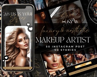 Luxury Makeup Artist Beauty Instagram MUA Template Makeup Marketing Esthetician Template