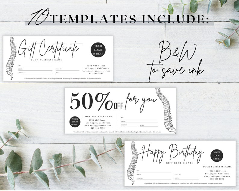 10 Gift Certificate Templates for Chiropractors is perfect Chiropractic Gift for Chiropractic Office | Coupon Templates