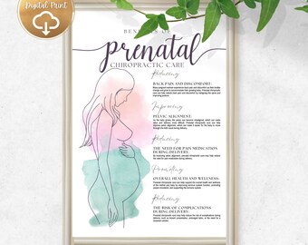 Chiropractic Wall Art: Benefits of Prenatal Chiropractic Care. Perfect for Chiropractic office decor and Chiropractic gifts