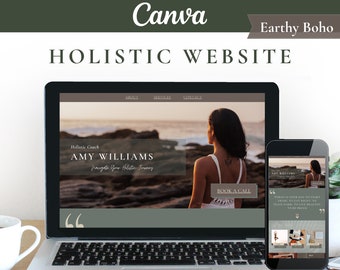 Canva Website Templates for Holistic Coaches, Coaching business | Earthy Boho | Canva Websites, Wellness Websites, Coaching Websites