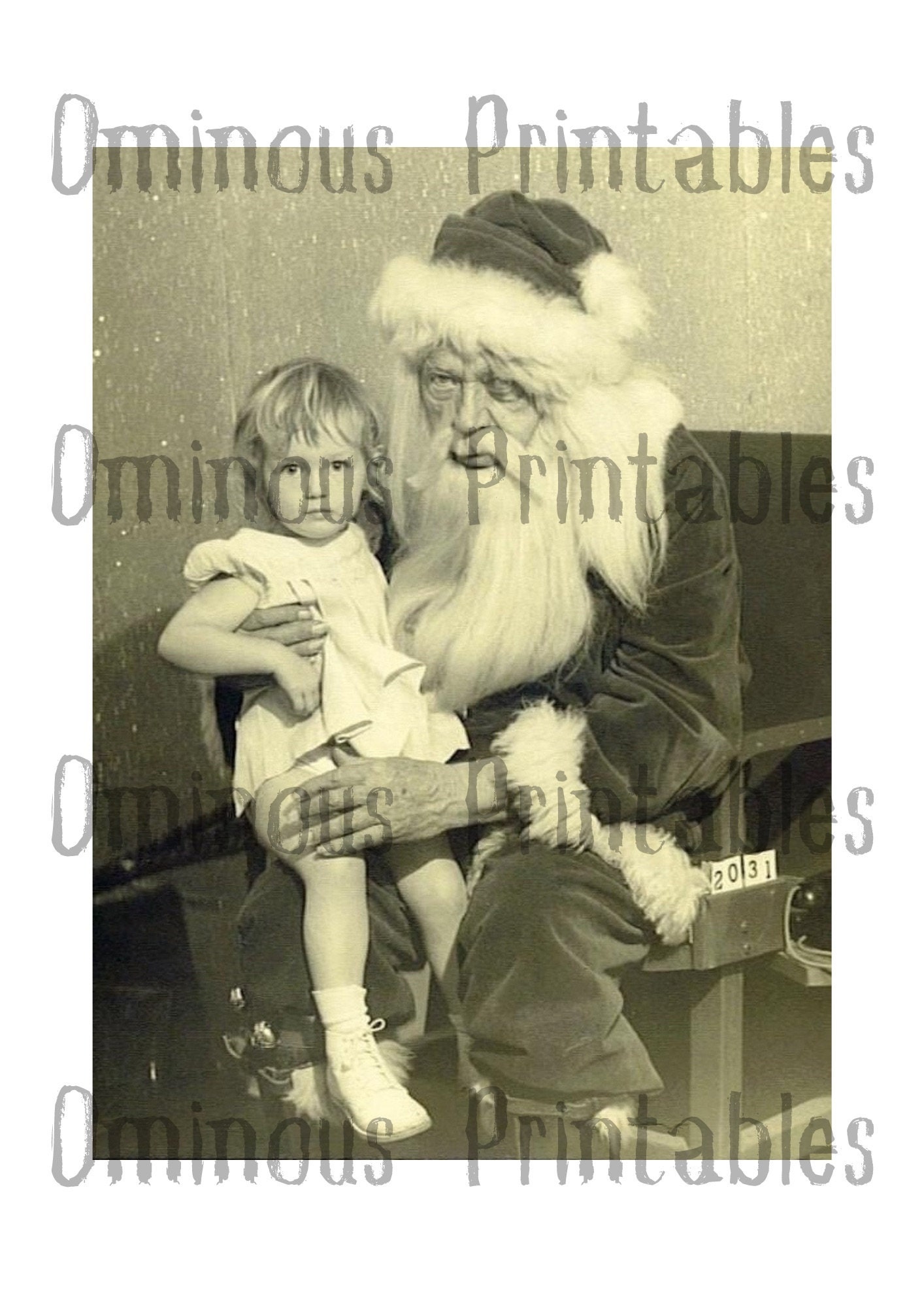 不気味なビンテージサンタのホリデー向け印刷可能な写真 - 怖いサンタ