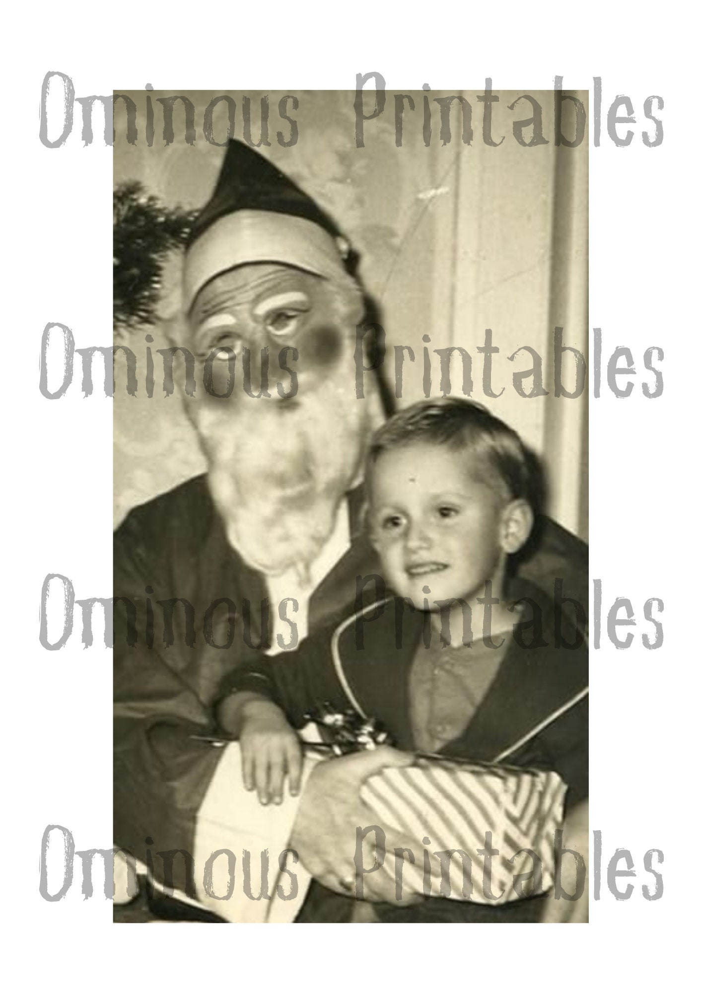 Wayne Kleji サンタクロース　✴︎ビンテージ！ 不気味なビンテージサンタのホリデー向け印刷可能な写真 - 怖いサンタ