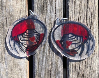 Red Rili Shrimp Earrings