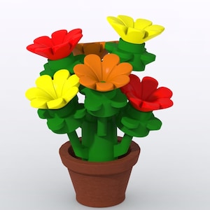 3D Printed Building Block Flower Bouquet with Pot
