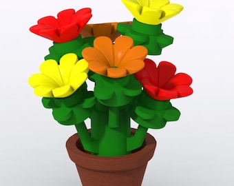 3D Printed Building Block Flower Bouquet with Pot