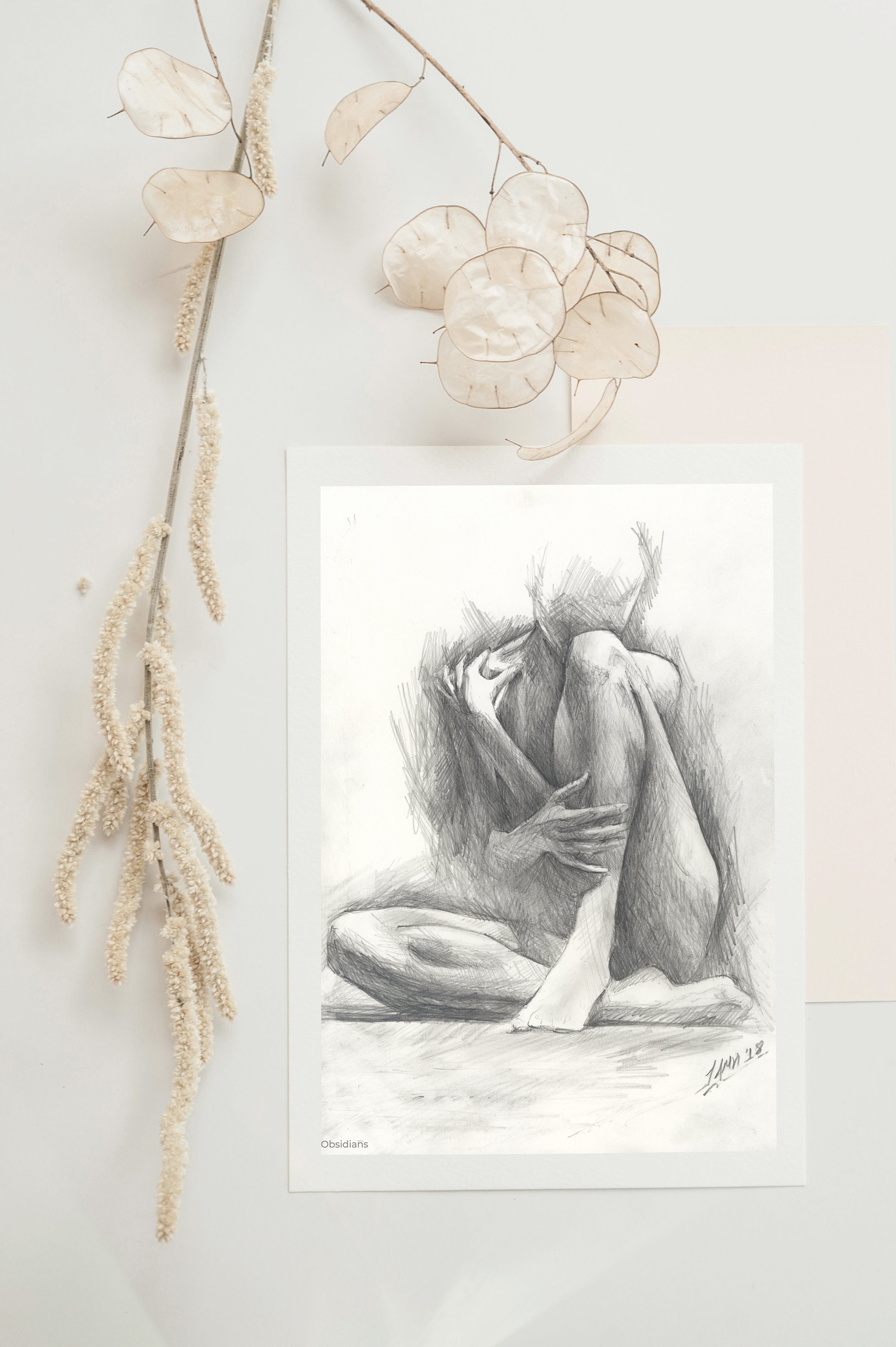 Female Nude Pencil Sketch. Art Print. Instant Download. Jamvi - Etsy