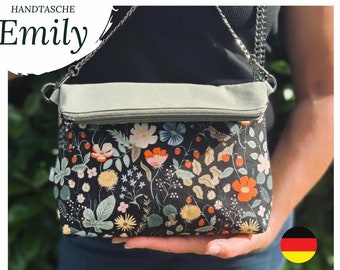 Handtasche Emily - Deutsche Anleitung, Schnittmuster, Direkter Download, Crossbody, Foldover, Tasche, PDF, Cutting Corners Design, Emily