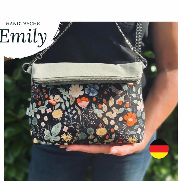 Handtasche Emily - Deutsche Anleitung, Schnittmuster, Direkter Download, Crossbody, Foldover, Tasche, PDF, Cutting Corners Design, Emily